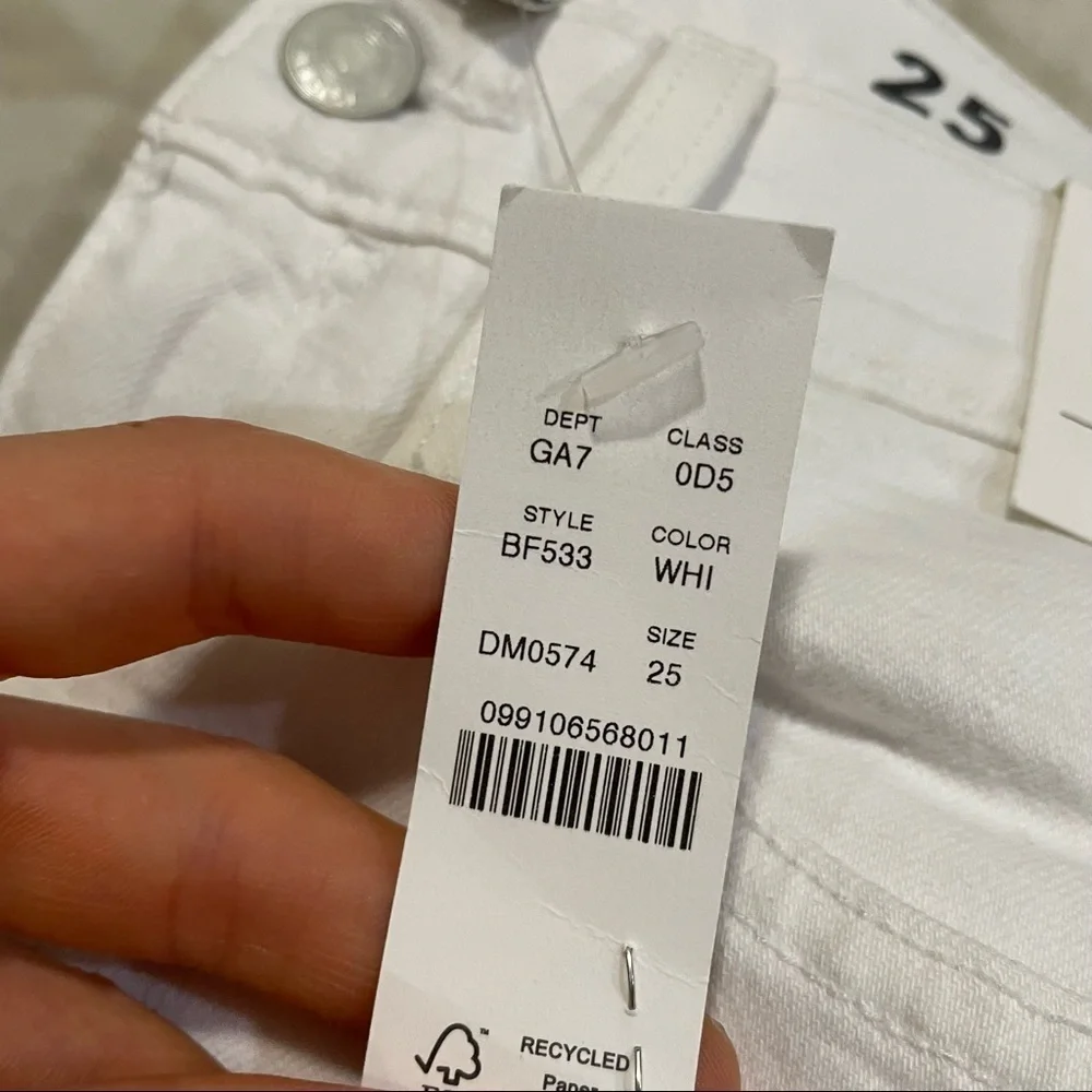 J crew slim boyfriend jeans white raw hem